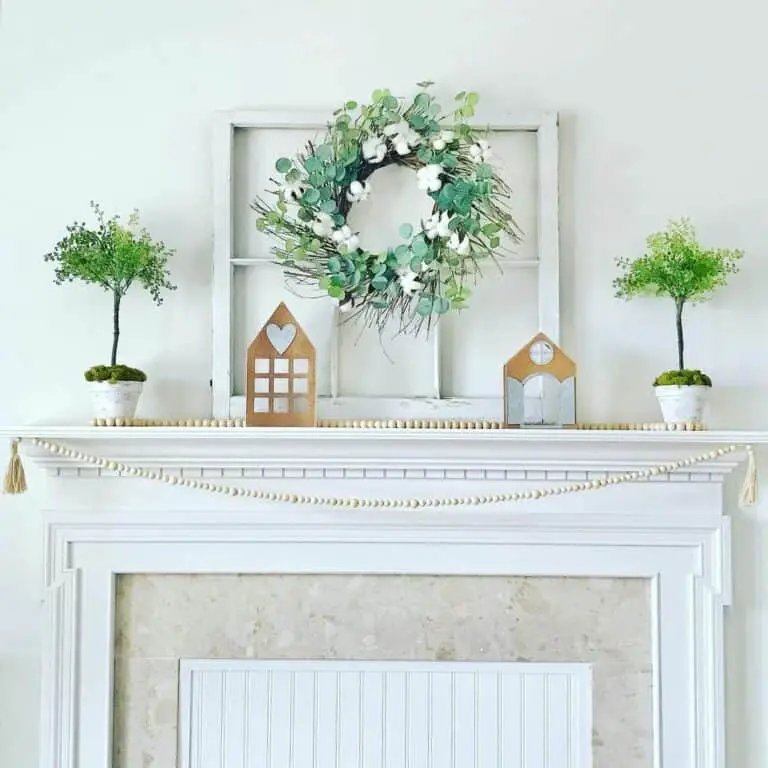 Cotton Wreath Mantel