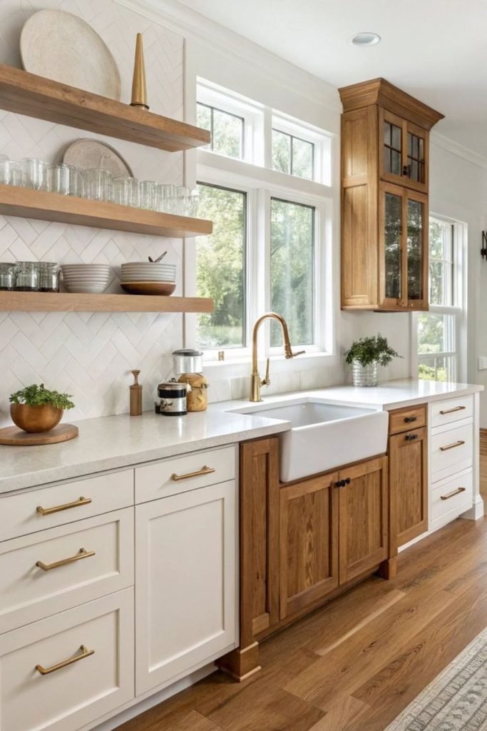 Cream Cabinets Stone