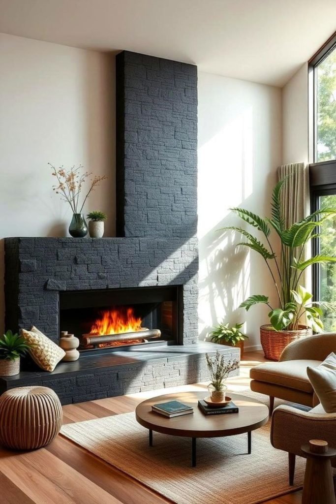 Dark Fireplace Design
