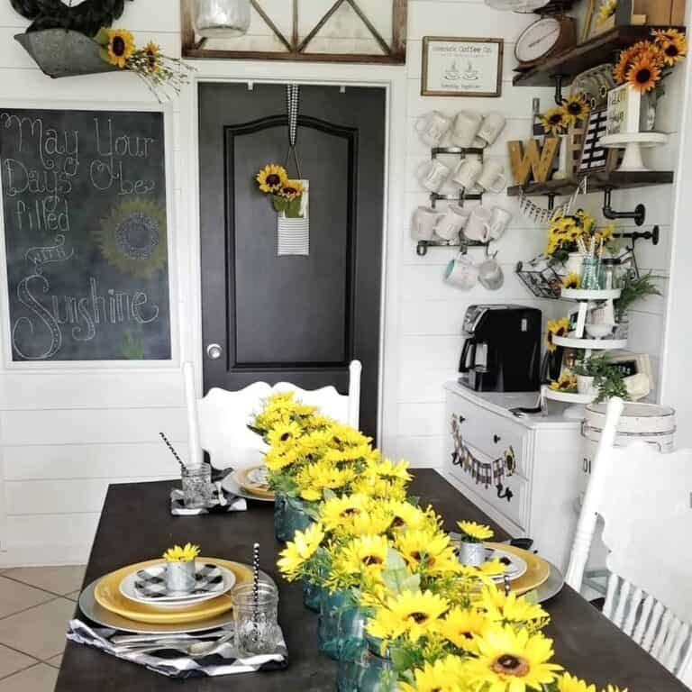 Dark Table Sunflower Centerpiece