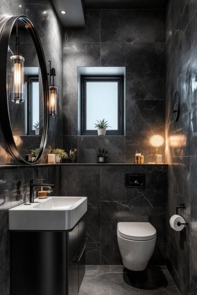 Dark Tile Bathroom