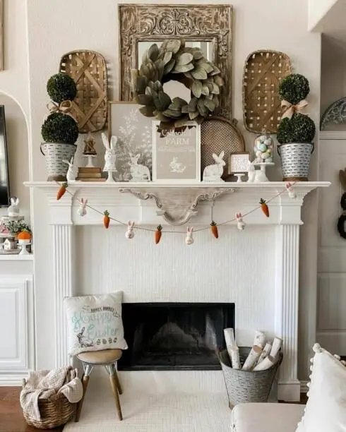 Easter Farmhouse Mantel