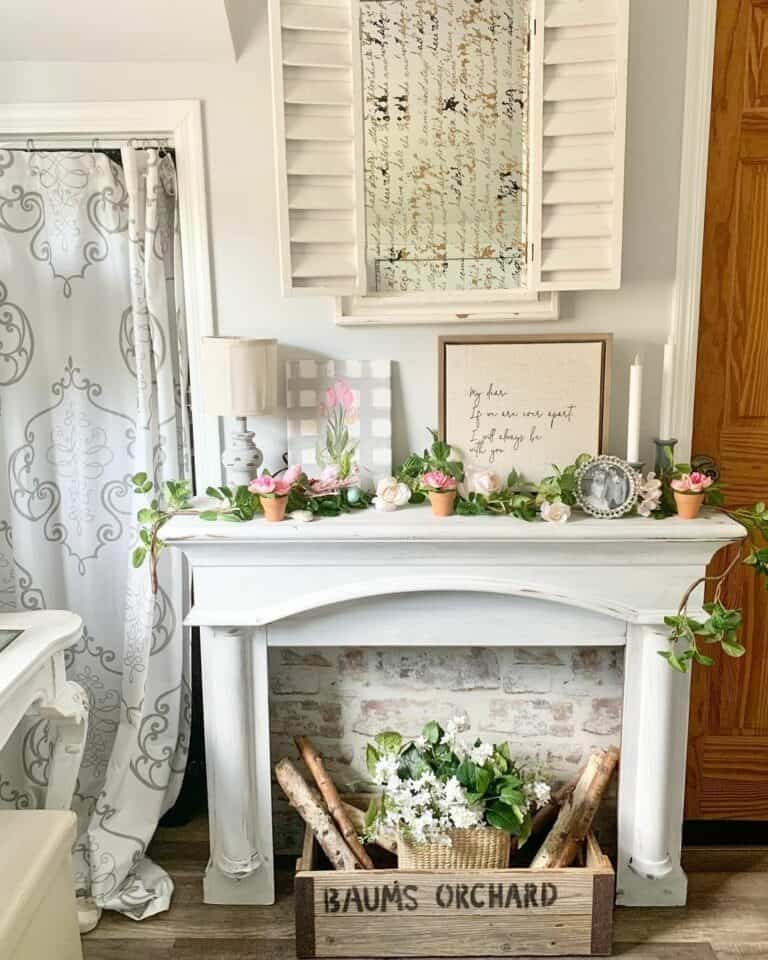 Faux Fireplace Spring Display