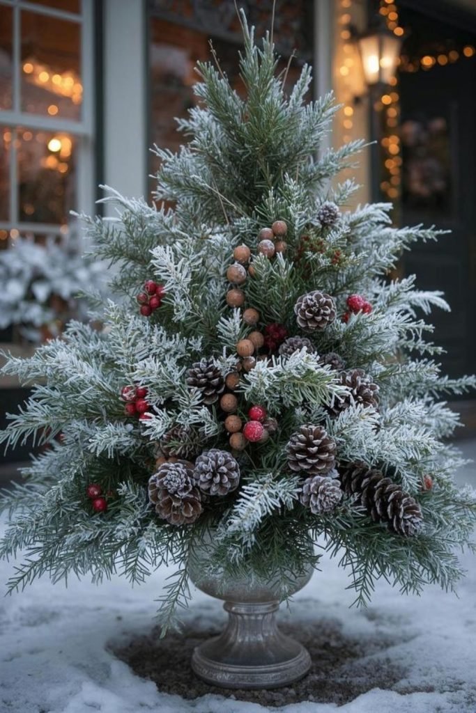 Frosted Evergreen Urn