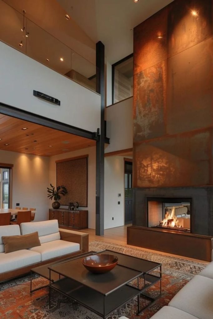 Glass Fireplace Wall
