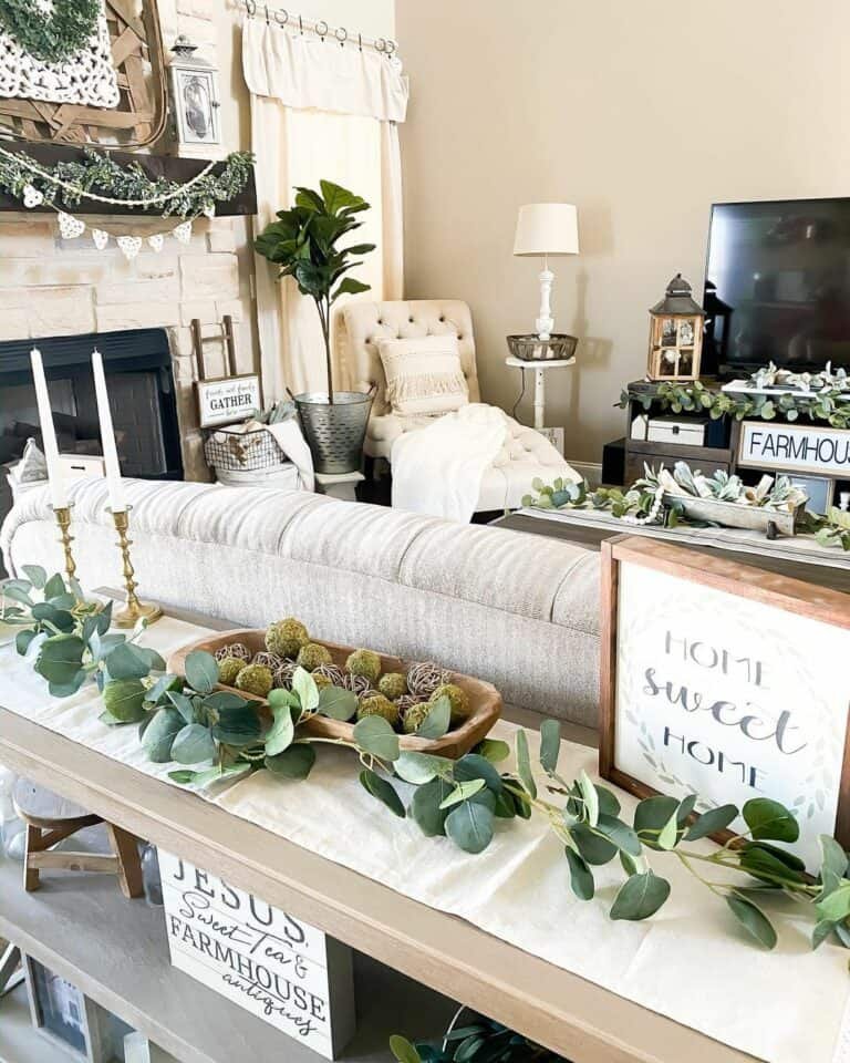 Green Garland Mantel