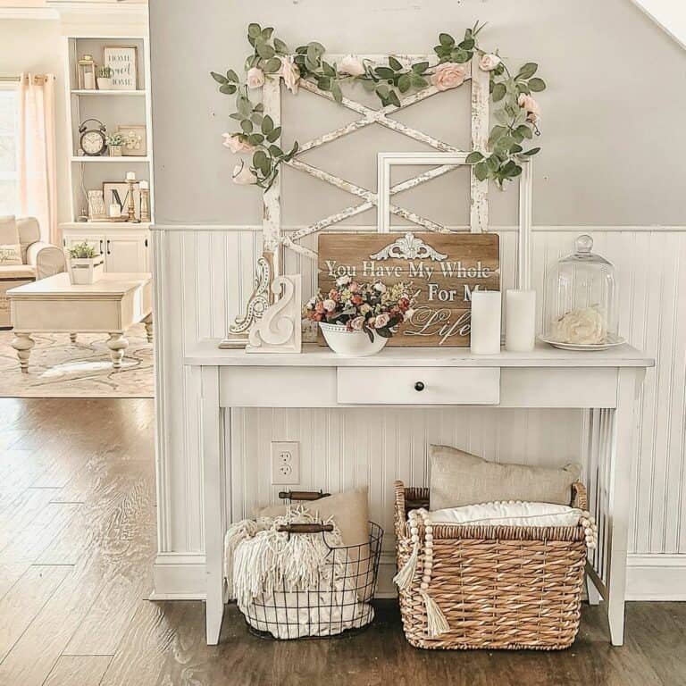 Green Garland Pink Flowers