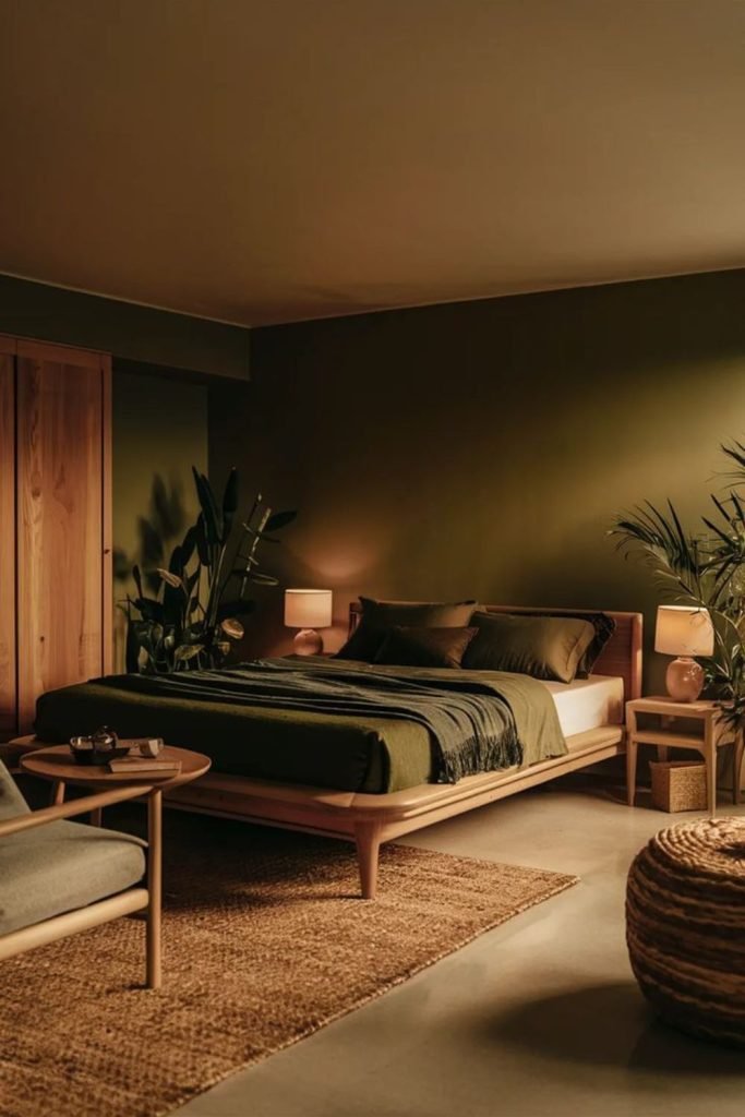 Green Mahogany Bedroom