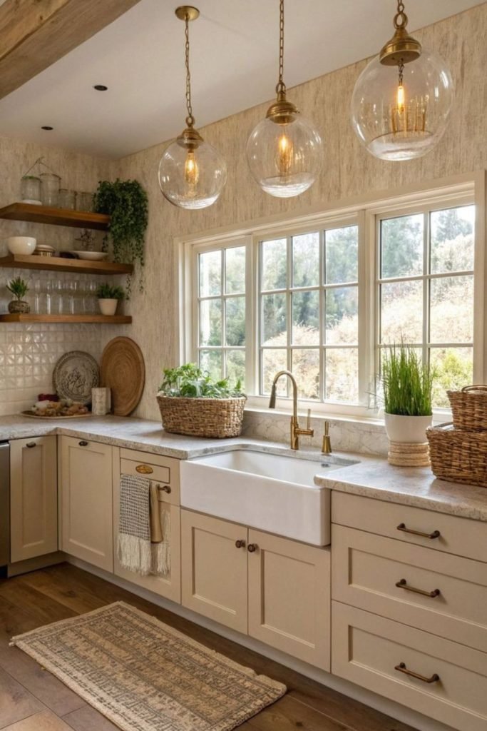 Ivory Cabinets Ash Shelving