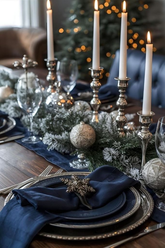 Navy Velvet Table