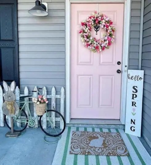 Pink Door Spring Porch