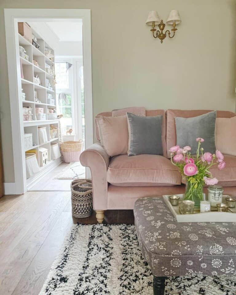 Pink Gray Living Room