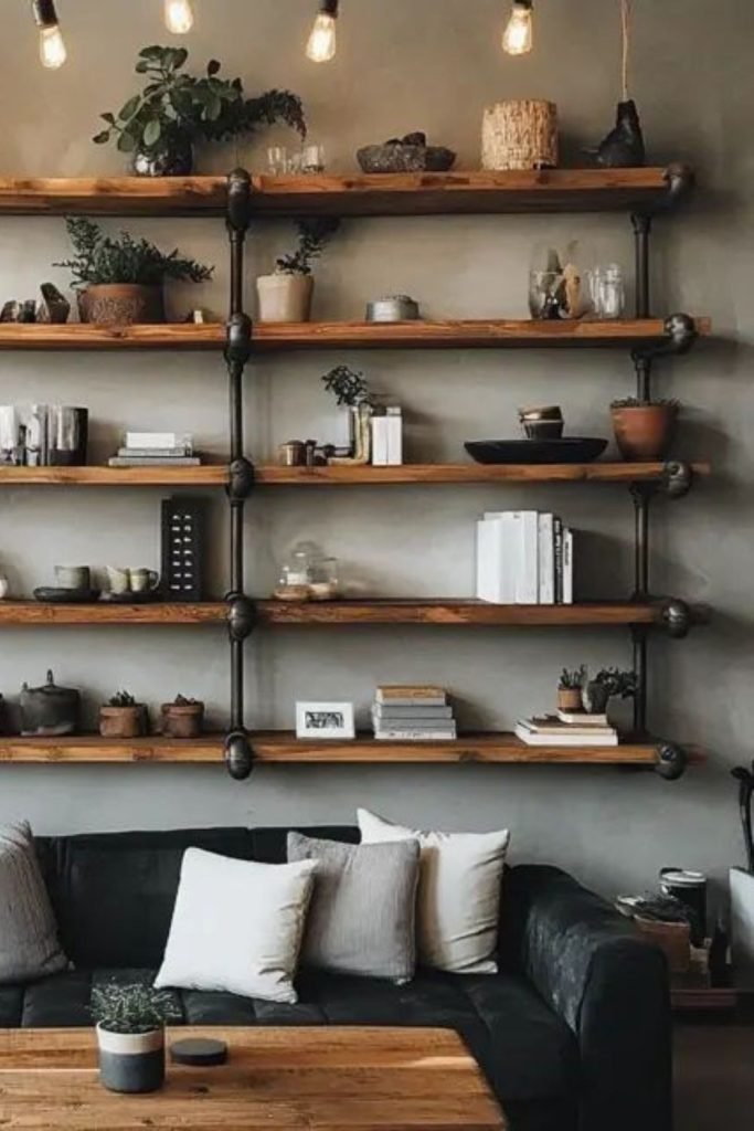 Rusted Pipe Shelving