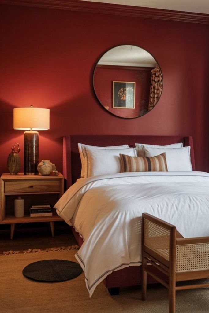 Rustic Burgundy Bedroom