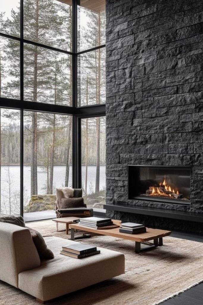 Slate Fireplace Wall