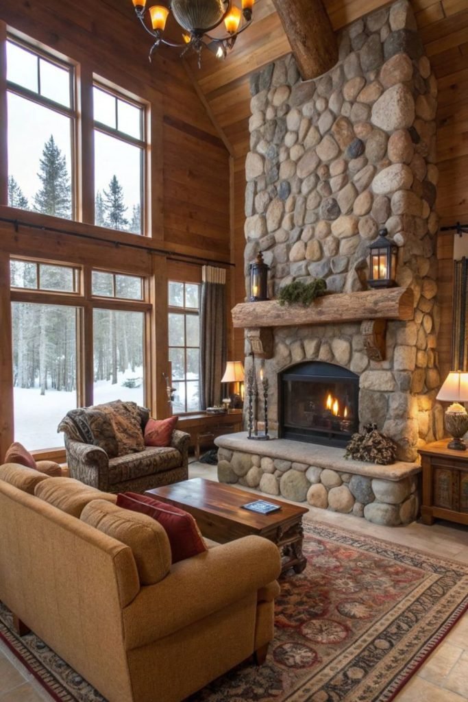 Stone Fireplace Corner