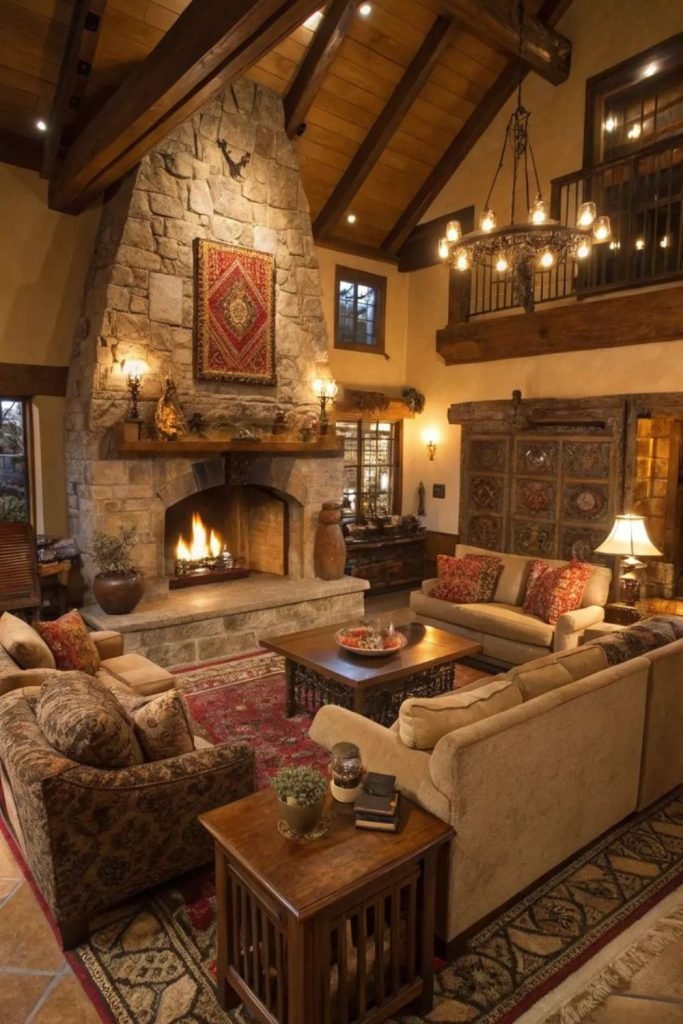 Stone Fireplace Corner