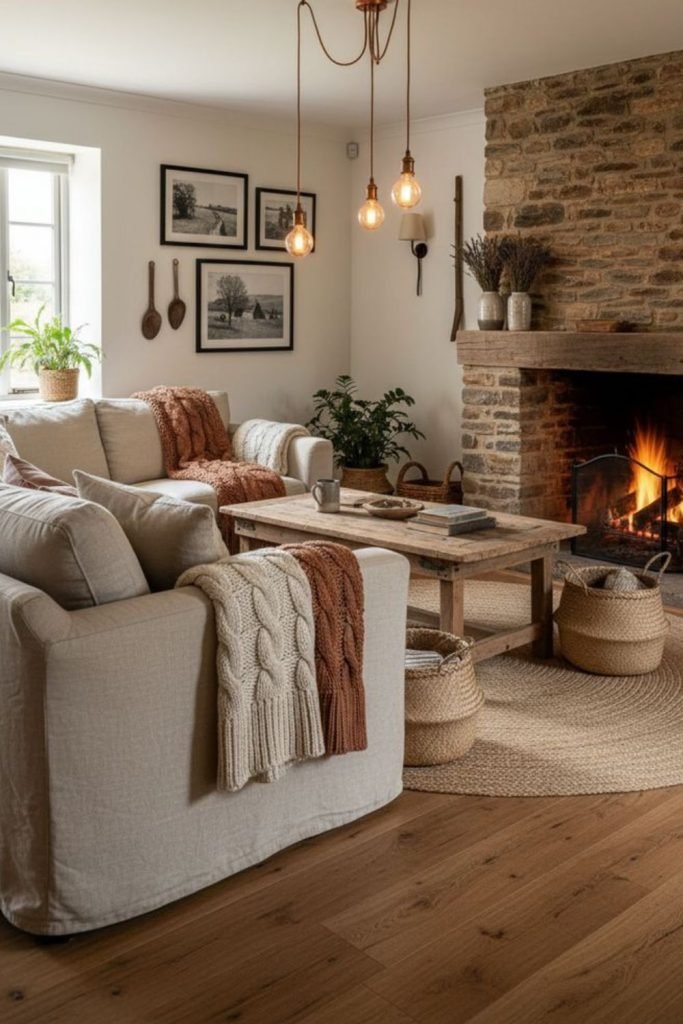Stone Fireplace Seating
