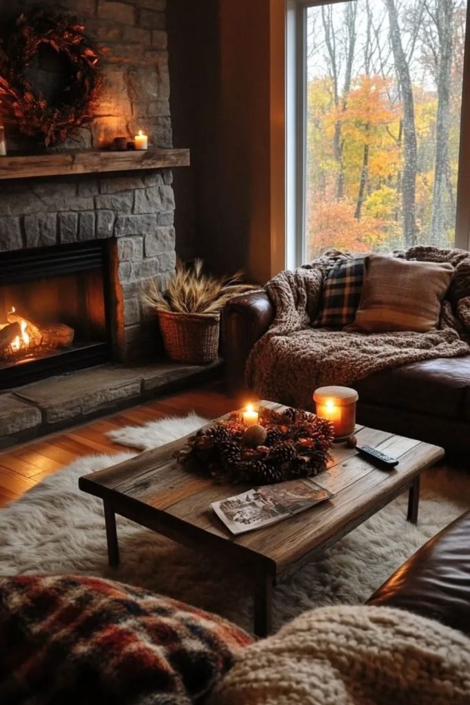 Stone Fireplace Seating
