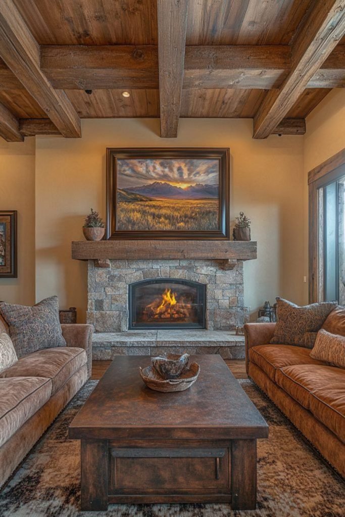 Stone Fireplace Warmth