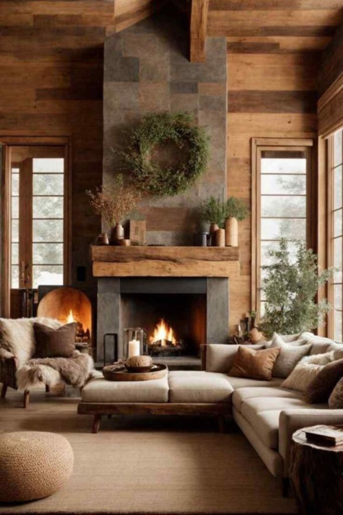 Stone Moss Fireplace