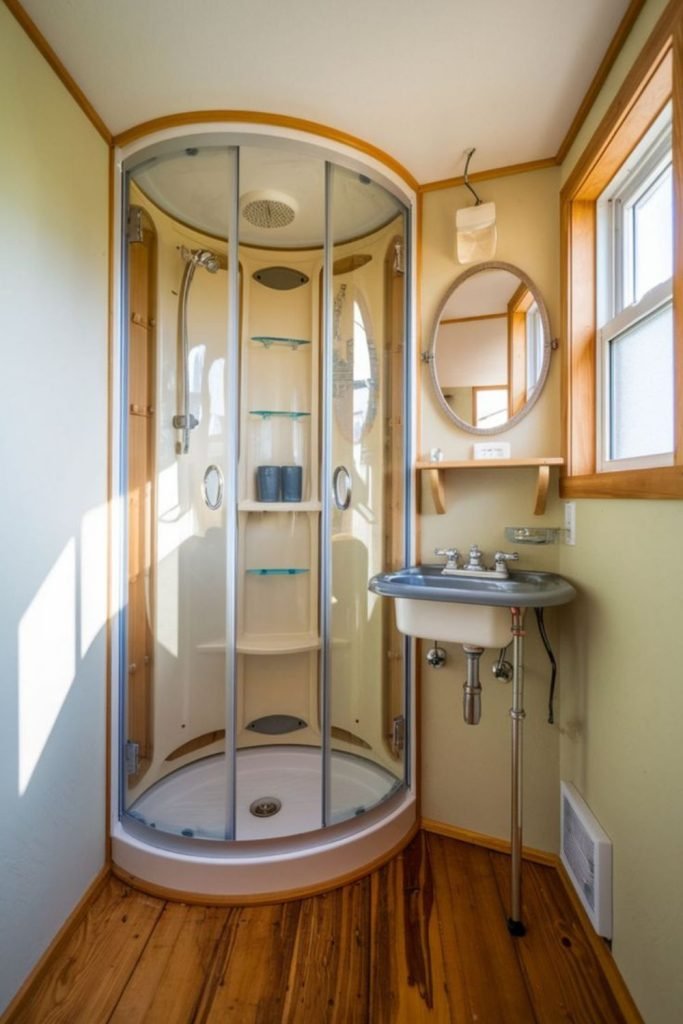 Teak Corner Bathroom