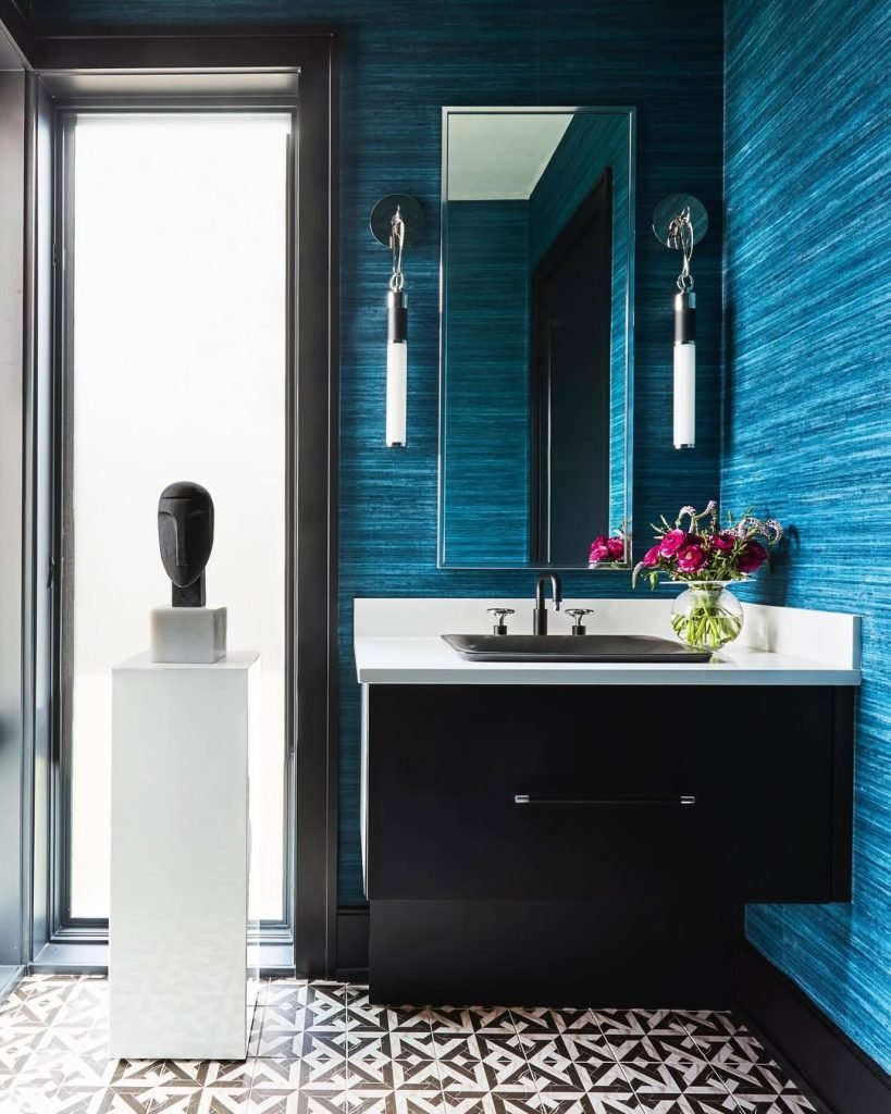 Teal Grasscloth Wallpaper