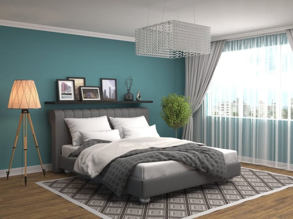 Teal Wall Bedroom