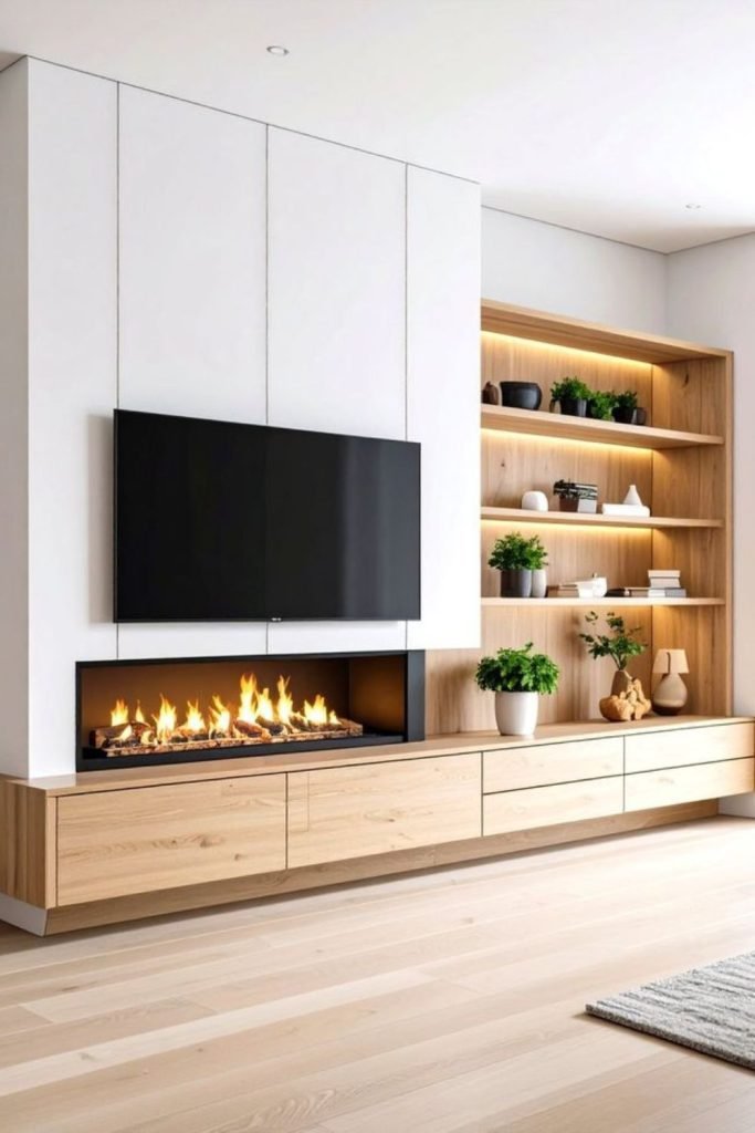 Walnut Panel Fireplace