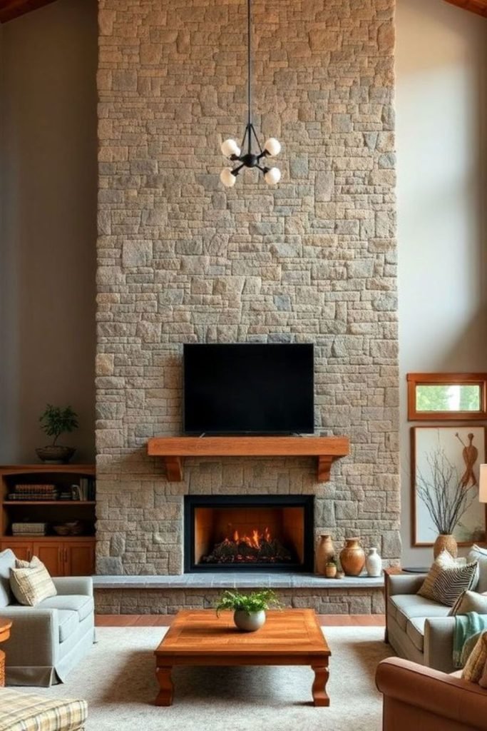 Weathered Beam Fireplace