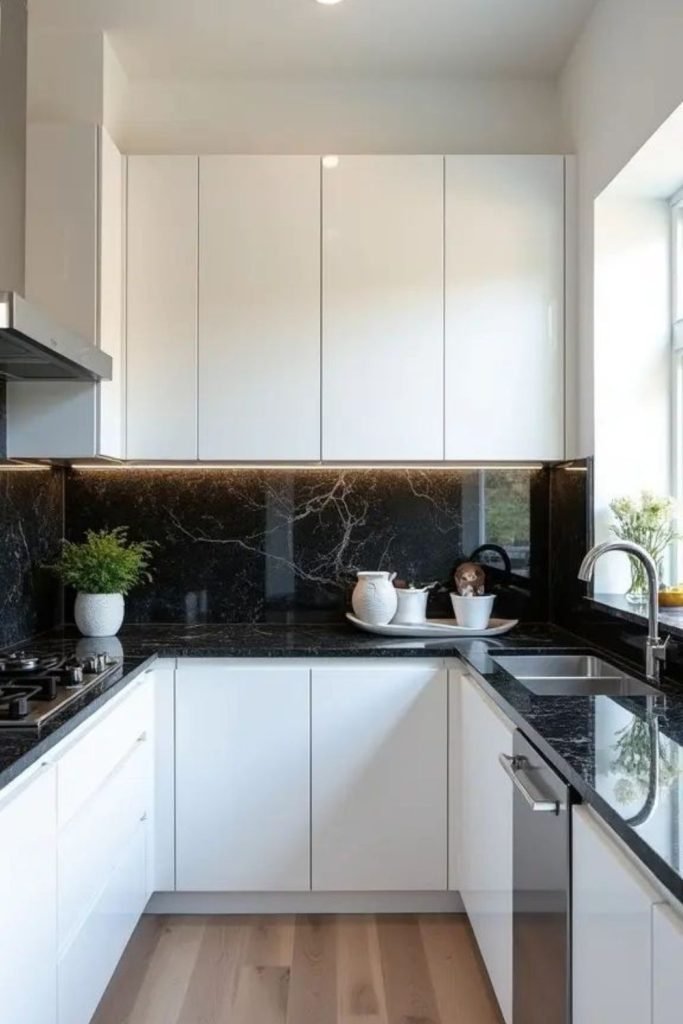 White Cabinets Black Counters