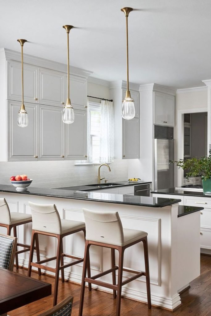 White Cabinets Black Stone