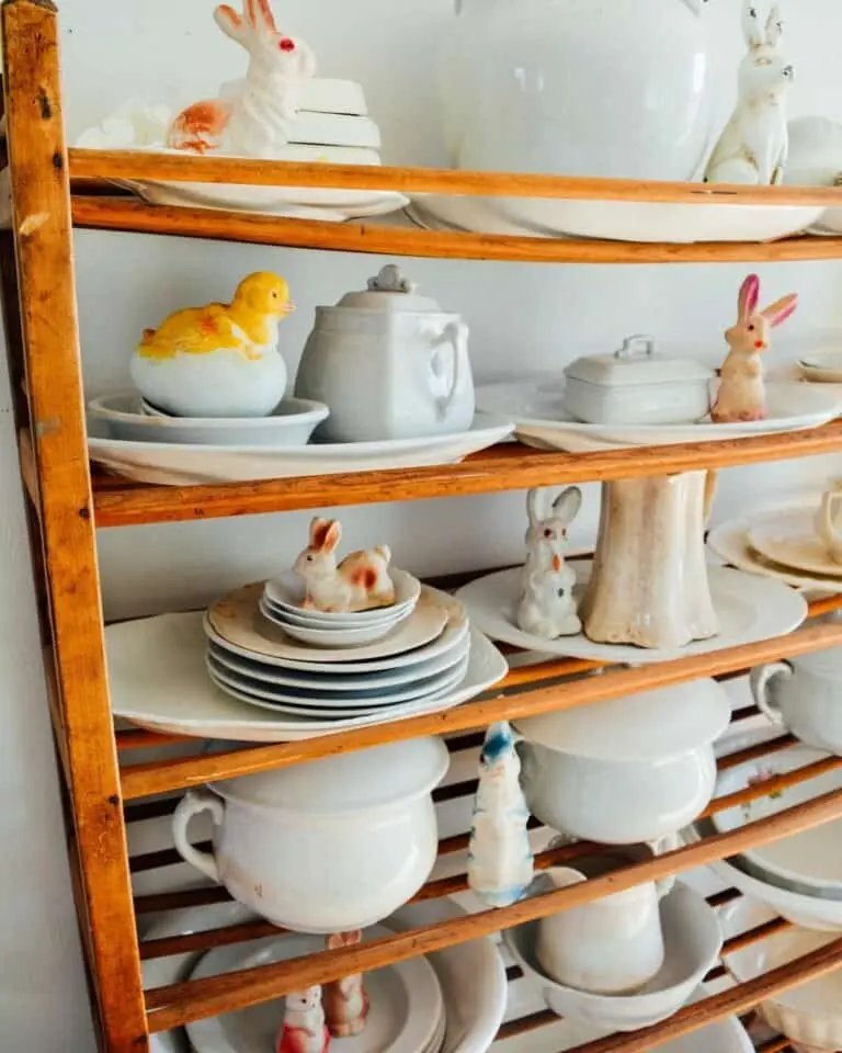 White Dishes Bunny Display