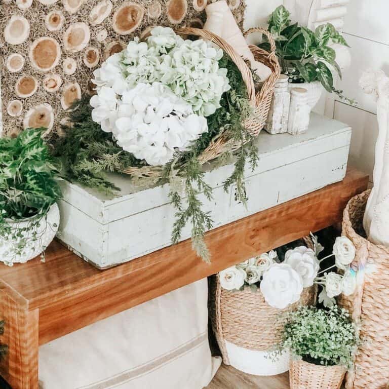 White Flower Baskets