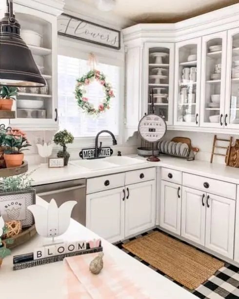 White Kitchen Spring Decor