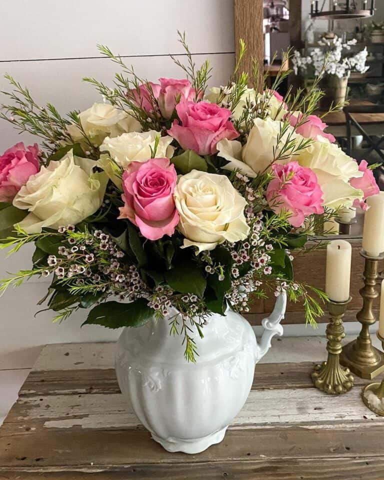 White Pitcher Centerpiece