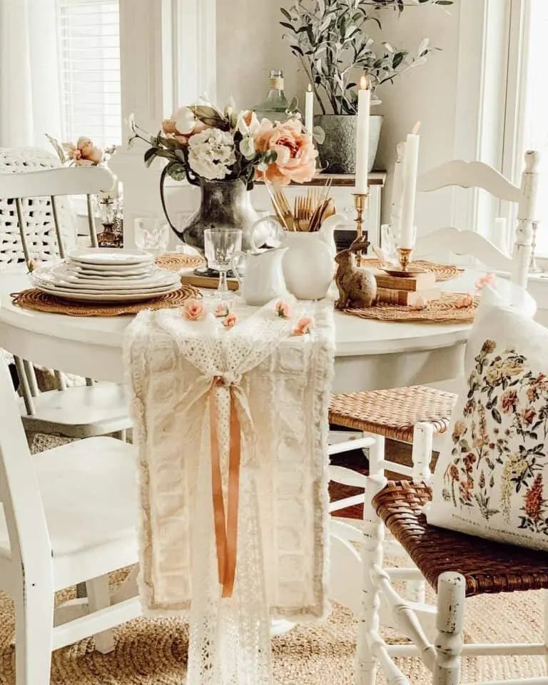 White Round Easter Table