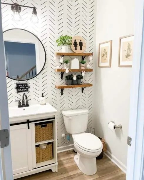 Wood Metal Bathroom Shelves