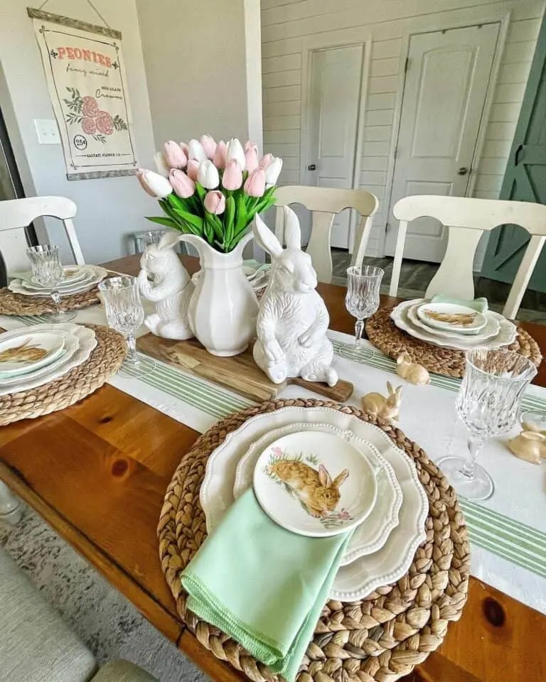 Wood Table Easter Setting