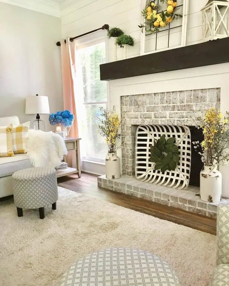 Yellow Farmhouse Fireplace
